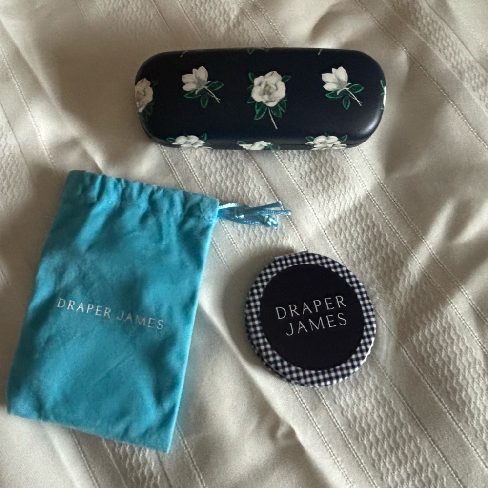 Draper James Navy and White Floral Glasses Case